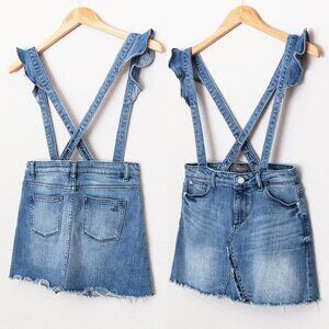 DL1961 Girl's 14 Jenny Overall Denim Skirt Searsy Adjustable Ruffle Straps Blue